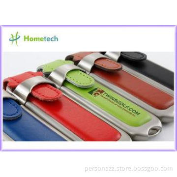Fashion 16GB Red / Blue / Brown Leather USB Flash Disk Busi